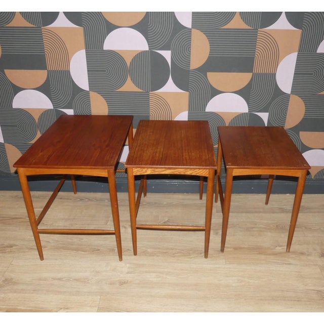Scandinavian Teak Nesting Tables by Bertil Fridhagen for Bodafors, 1960s, Set of 3 For Sale - Image 9 of 18
