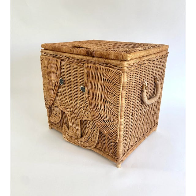 Vintage Elephant Wicker Hamper Basket For Sale - Image 4 of 10