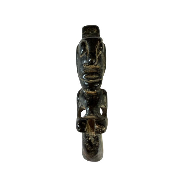 HongShan Style Culture Black Carved Jade Primitive Figure 3.5" H For Sale In New York - Image 6 of 7