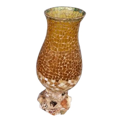 Large Glass Mosaic Vases With Shell Encrusted Base Chairish