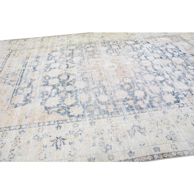 Blue Vintage Persian Tabriz Handmade Wool Rug With Medallion Motif For Sale In New York - Image 6 of 7