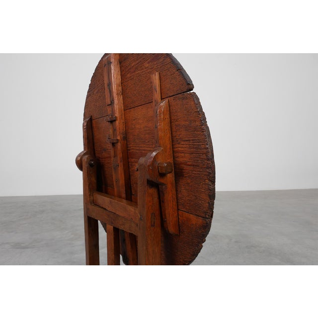 Brown Antique Oak Tilt Top Side Table, France, 1800s For Sale - Image 8 of 18