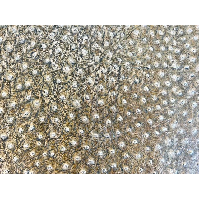 Italian Carved Giltwood Bench W/ Embossed Leather For Sale - Image 4 of 17