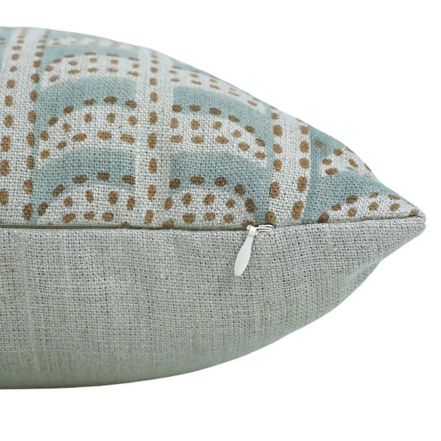 Hand Block Printed Thick Linen Designer Pillow Cover 12x20 Inch- Blue Garud For Sale - Image 4 of 4