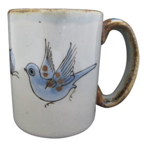 Ken Edwards El Palomar Blue Bird Flowers Mexican Tonala Folk Art Coffee Cup Mug