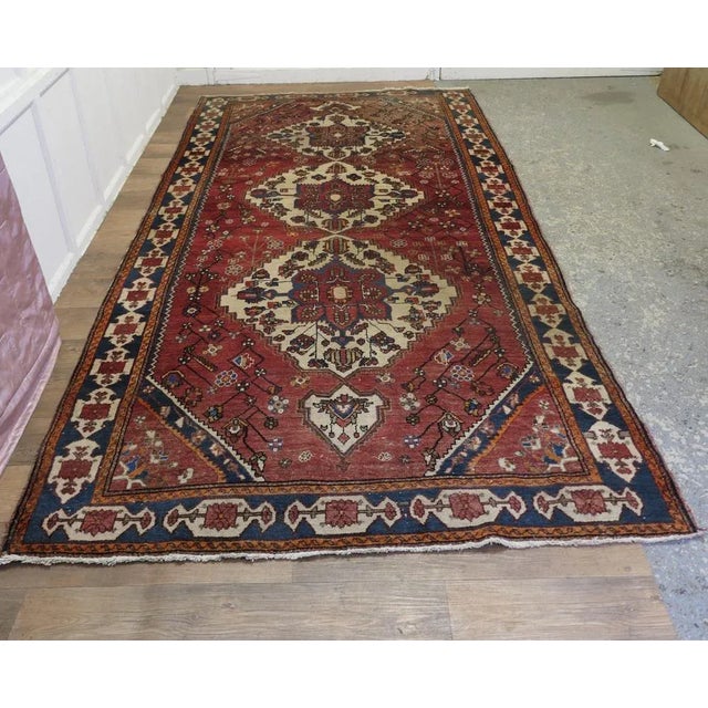 Large Traditional Tree of Life Red Wool Rug, 1920s For Sale - Image 9 of 10