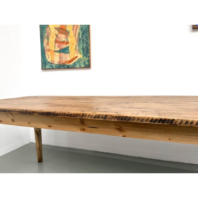 Pine Farmhouse Table with Tapered Legs, France, 1950s For Sale - Image 15 of 18