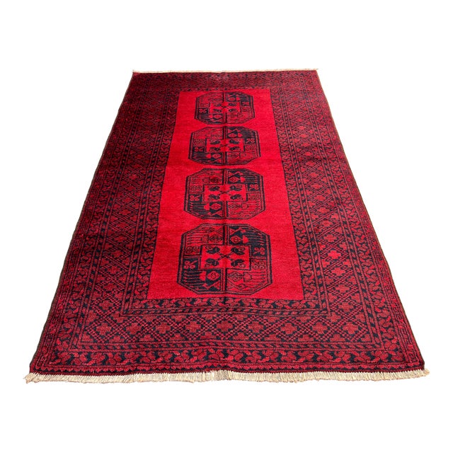 Vintage Afghan Ersari Turkmen Bokhara Rug, Large Guls - 6'8" X 4'2" For Sale