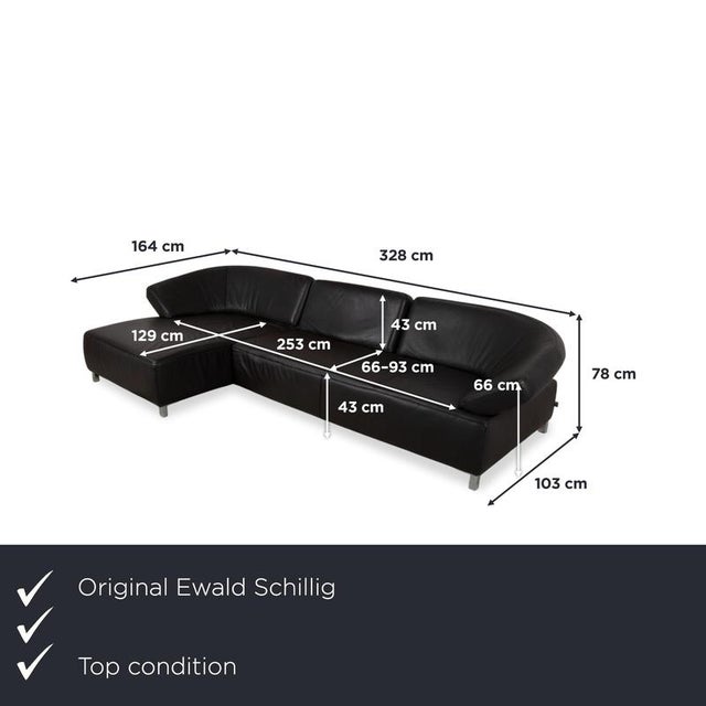 with this Ewald Schillig Butterfly corner sofa, you're getting a sofa in deep black that emphasizes clean, modern lines....