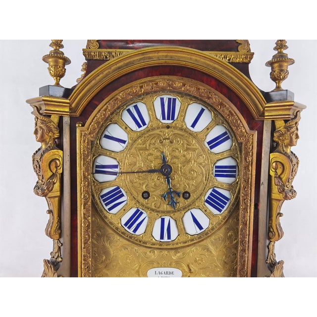 Antique Pendulum Clock in Bronze and Wood from Lagarde, Paris, 1860s For Sale - Image 11 of 18