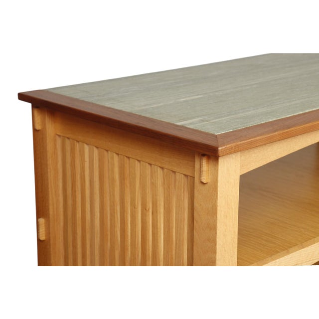 Custom Oak and Marble Craftsman Bookcase For Sale - Image 4 of 10
