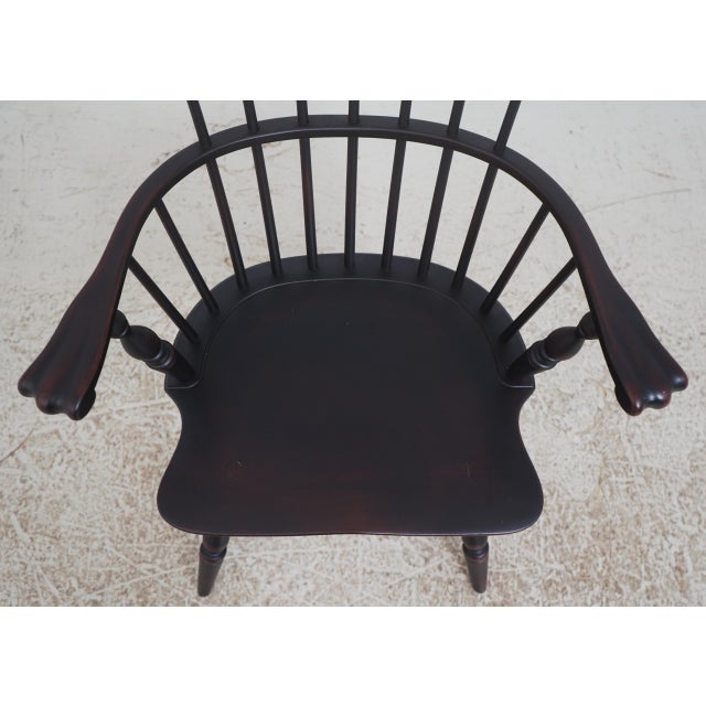 Black Set of 8 Black Crackle Painted Finish Windsor Dining Room Chairs For Sale - Image 8 of 18