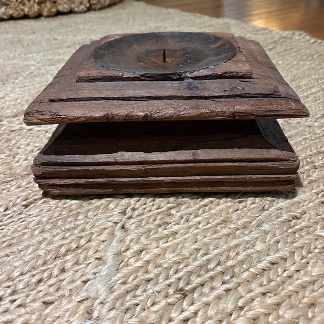 Transitional Woodblock Candle Holder For Sale - Image 3 of 6