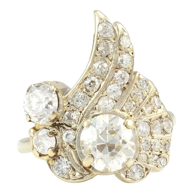 1950s 1.20 Carat Diamond Cocktail Ring Size 5.75 For Sale