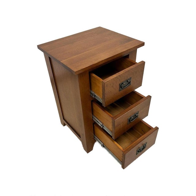 Mission Quarter Sawn Oak 3-Drawer Nightstand | Walnut For Sale - Image 10 of 12