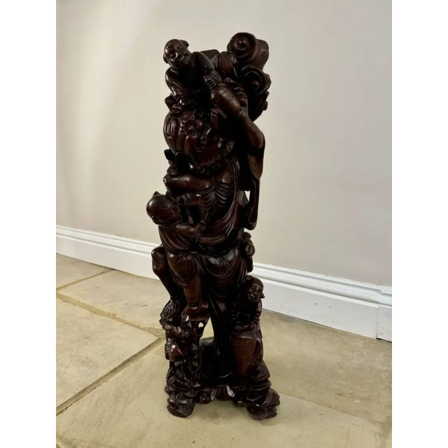 Large Antique Carved Hardwood Chinese Figure, 1900 For Sale - Image 6 of 9