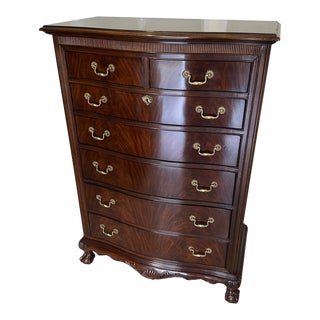 1990s Drexel Heritage Chippendale Heirloom Serpentine Ball and Claw Highboy Chest For Sale