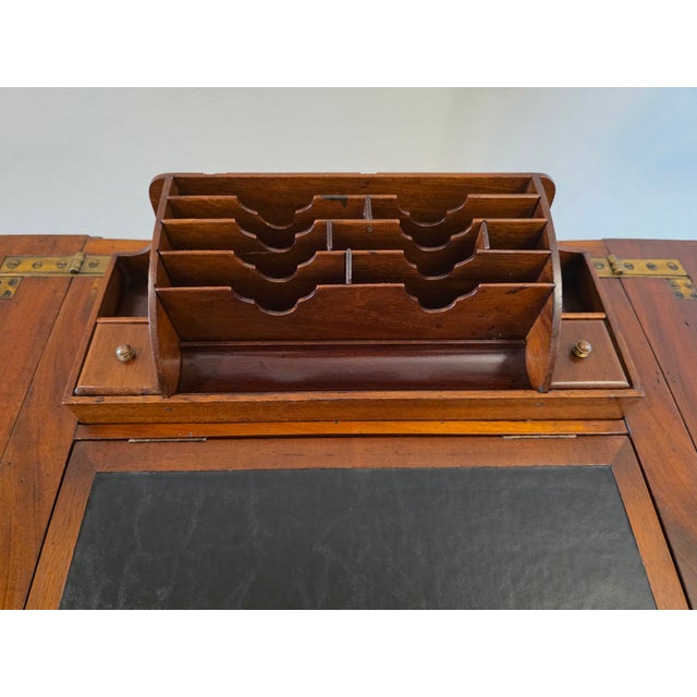 Wood English Antique Metamorphic Mechanical Pop-Up Ladies Correspondence Table Work Stand For Sale - Image 7 of 12