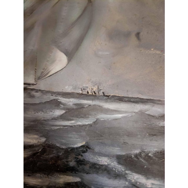 19th Century Oil Painting of America's Cup Yacht Race in Grisaille Palette For Sale - Image 14 of 17
