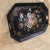 Great large vintage Italian hand painted floral black and gold toile tole tray