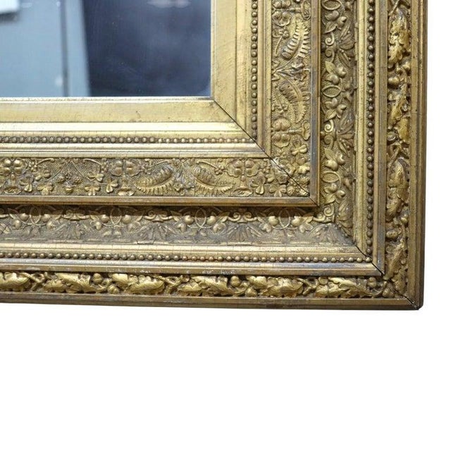 Wood Antique Gilt Wood Wall Mirror With Fern Motif C1890 For Sale - Image 7 of 9