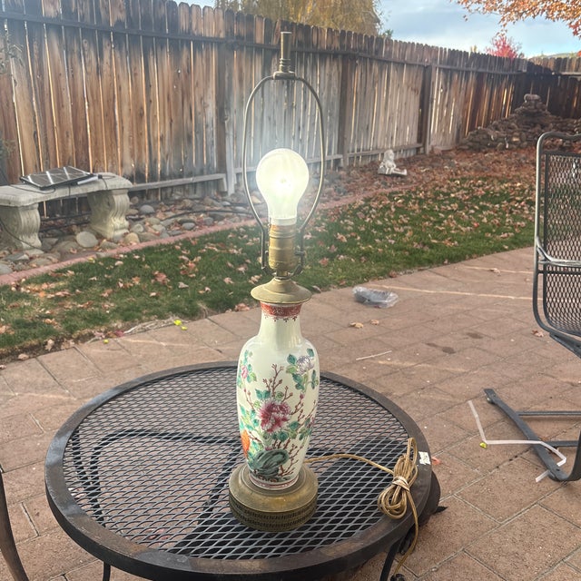 1920s 1920s Chinese Famille Rose Lamp For Sale - Image 5 of 6