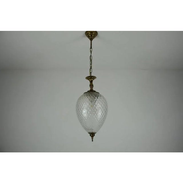 Mid-Century Modern Italian Pendant Lamp in Brass and Glass, 1960s For Sale - Image 6 of 18