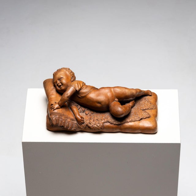 Reclining Infant in Terracotta by F. Sans For Sale - Image 15 of 16