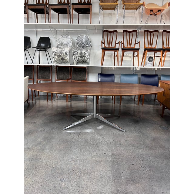 Drop dead gorgeous authentic Knoll International exotic wood Brazilian Rosewood large 96” oval dining table by designer...