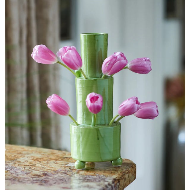 Handmade in Italy, this ceramic tulipiere makes the art of arranging flowers effortless. Available in all white, white...