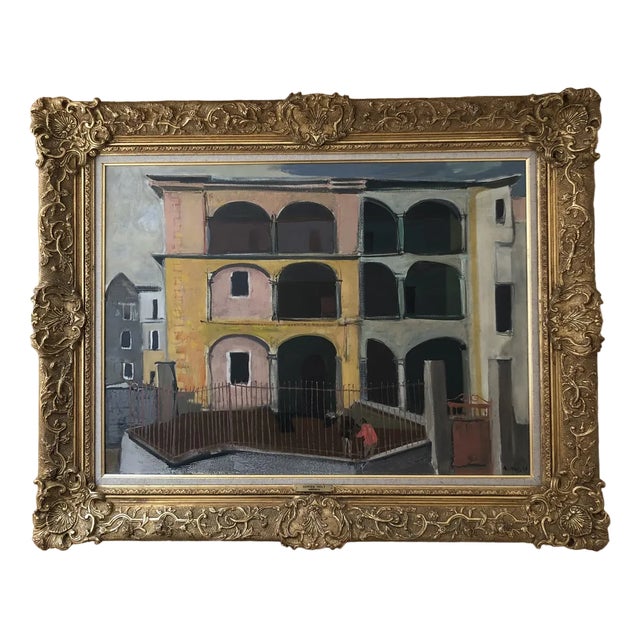 Adrien Holy, Maisons Tessinoise, 1963, Oil on Canvas, Framed For Sale