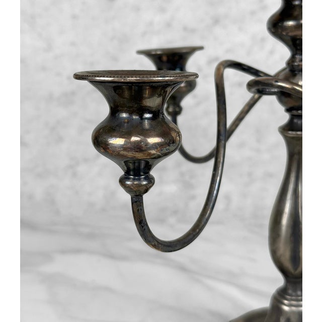 Antique Victorian Silver Plate Rotating Candelabra Candlestick Holder For Sale - Image 6 of 8