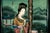 A beautifully executed Chinese reverse painting on glass depicting an elegant court lady standing on a terrace overlooking...