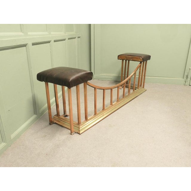 Copper and Brass Club Fender with Leather For Sale - Image 3 of 9