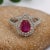 Modern 2ct Mozambique Ruby Ring with Natural Diamonds in Solid 14K Dual Tone Gold Pear Cut For Sale - Image 3 of 10