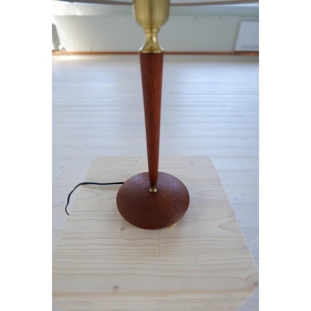 1950s Mid-Century Teak and Brass Table Lamp attributed to Göteborgs Armaturhantverk, Sweden, 1950s For Sale - Image 5 of 9