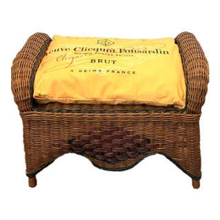 Large Vintage Tommy Bahama Style Wicker Ottoman For Sale