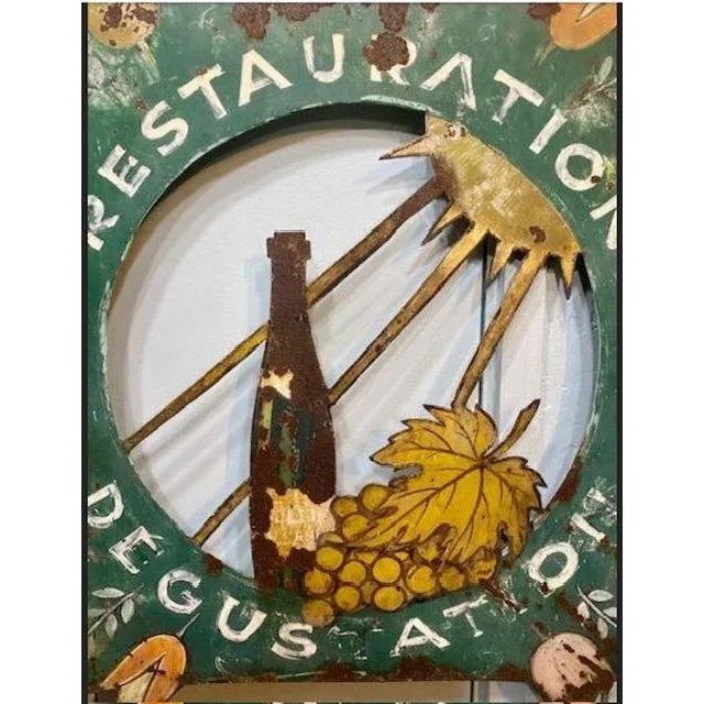 1930s French Iron Restaurant Sign, Vintage Bistro Café Advertising For Sale - Image 4 of 9