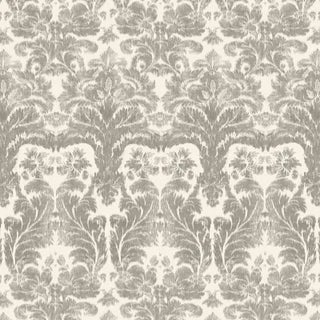 Schumacher Aurora Damask Fabric in Linen For Sale