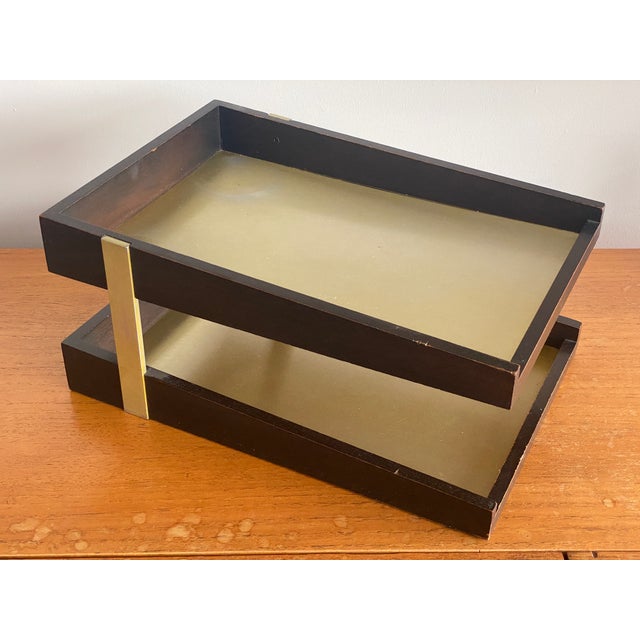 Vintage MCM Duk-It 2 Two Tier Wood Desk Organizer Letter Tray For Sale - Image 15 of 18