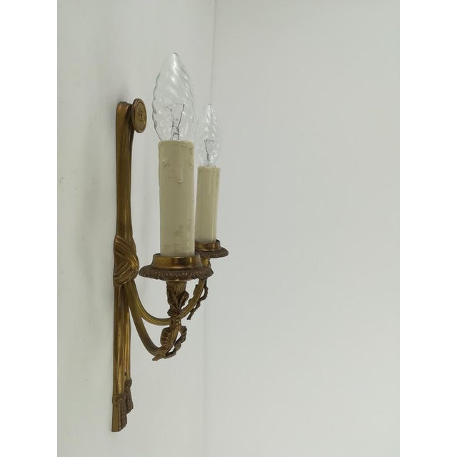 Gold Vintage French Brass Wall Lights with Candles, Set of 2 For Sale - Image 8 of 10