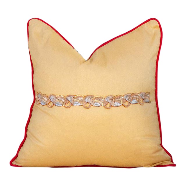 Sunglow Peacock Sage Silk Blend Pillow Cover For Sale