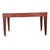 A pair of minimalist midcentury style console tables with tapered legs ending on casters. A single drawer flush to the...