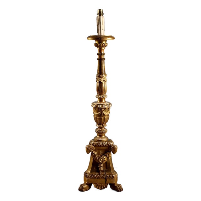 Italian Golden Wooden Torchlight For Sale