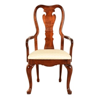 Thomasville Queen Anne Carved Solid Mahogany Armchair For Sale