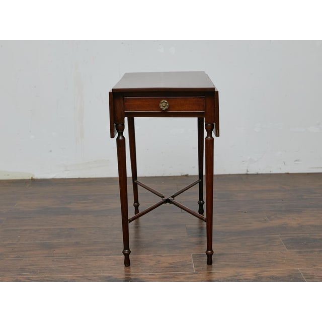 Wood 19th Century English Mahogany Drop-Leaf Table with Slender Tapering Legs For Sale - Image 7 of 12