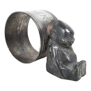 Antique Figural Billiken Silverplate Napkin Ring