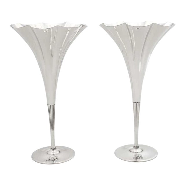 Sterling Silver Tiffany Vases - A Pair For Sale