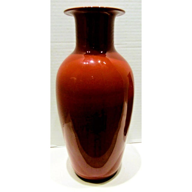 Mid-Century Modern Rare Pair Vintage Signed Barovier & Toso Oxblood Red Baluster Vases Circa 1970s For Sale - Image 3 of 8
