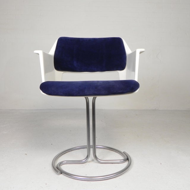 Blue Gispen Chair with Fiberglass Shell, 1960s For Sale - Image 8 of 18